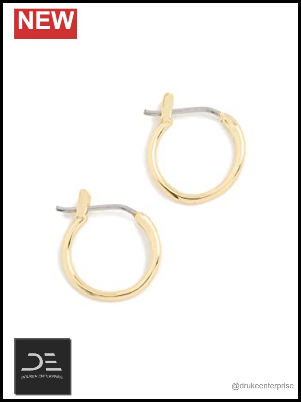 Mini Huggies Earrings 18k Gold Plated Secure Hinge Closure Lightweight